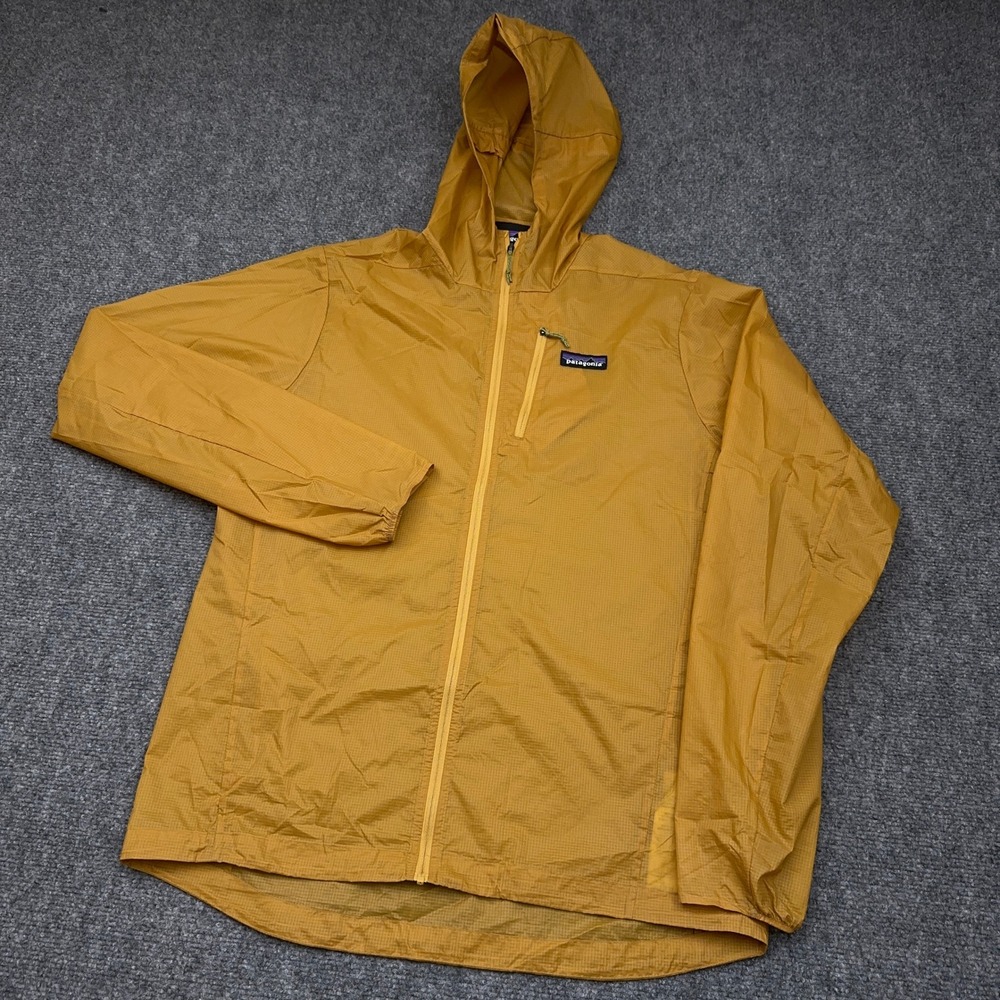 Patagonia Houdini Jacket Men's Medium Pufferfish Gold Ripstop Hooded Windbreaker
